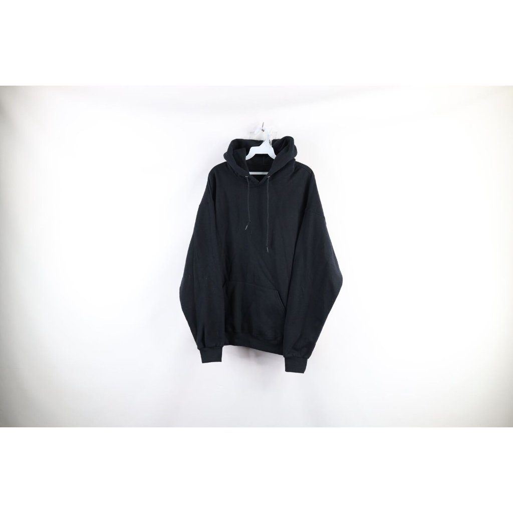 Vintage 90s Streetwear Mens Size Xl Faded Blank Hoodie Sweatshirt Black